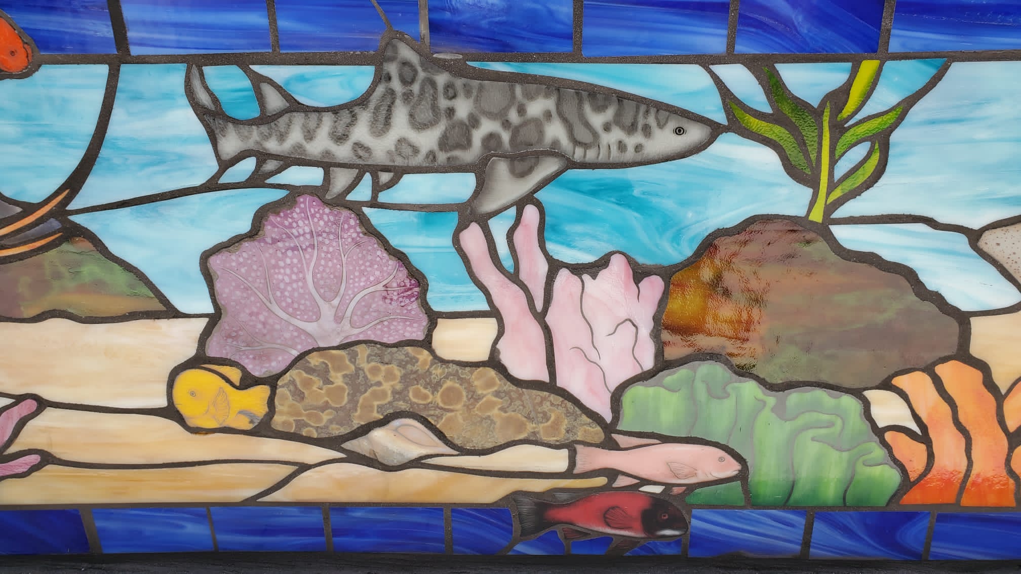 glass mosaic with sealife - tiger shark