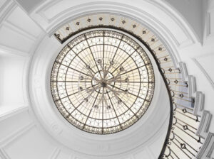 Ceiling dome with white and beige glass in a Traditional style.